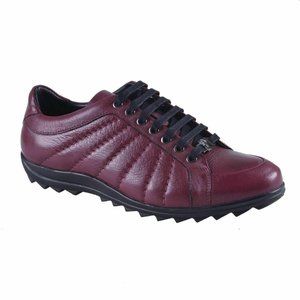 Versace Collection Men's Burgundy Leather Sneakers